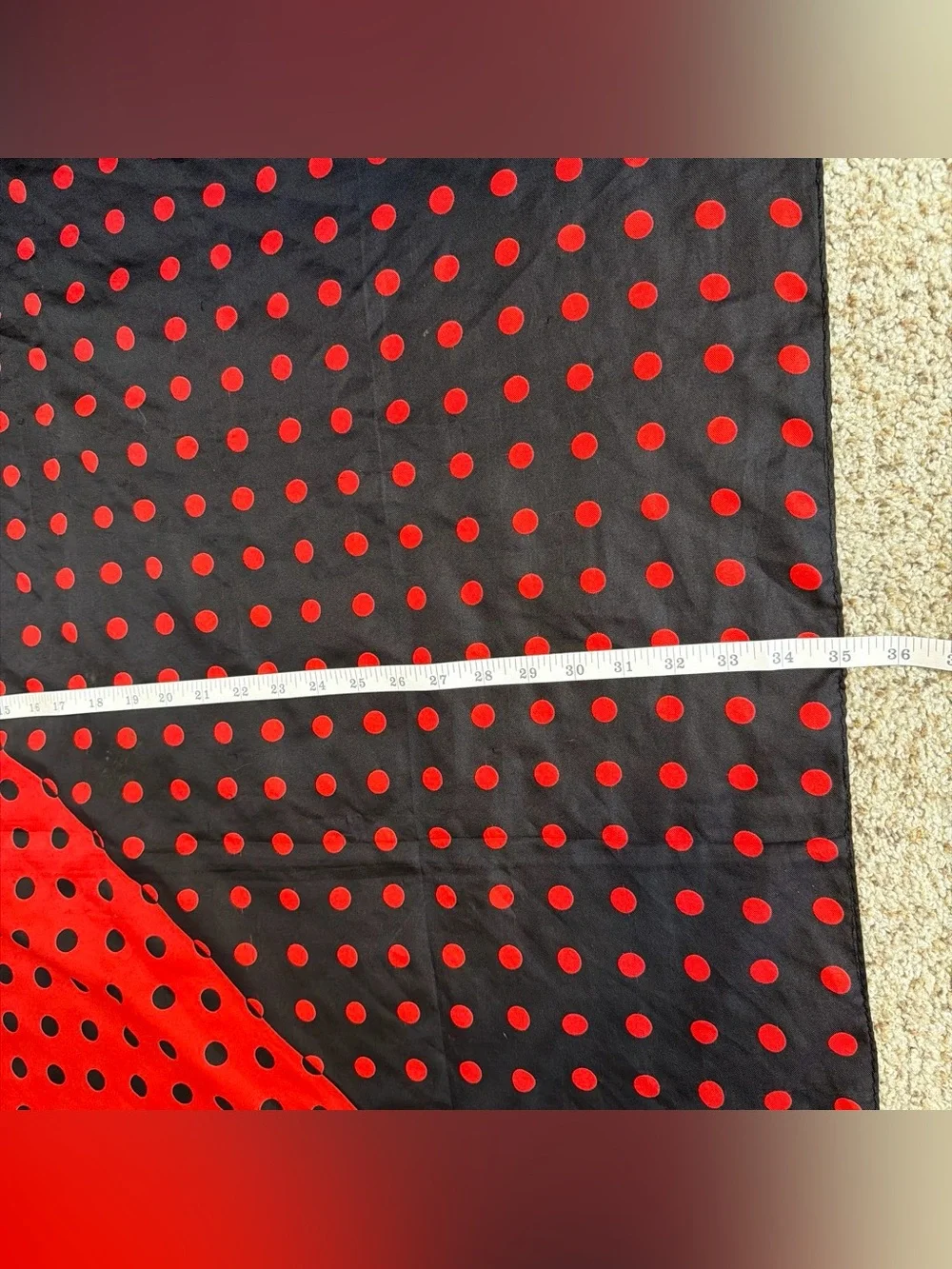 Moda Nuovo Red & Black Polka Dot Scarf 35”x 35”
